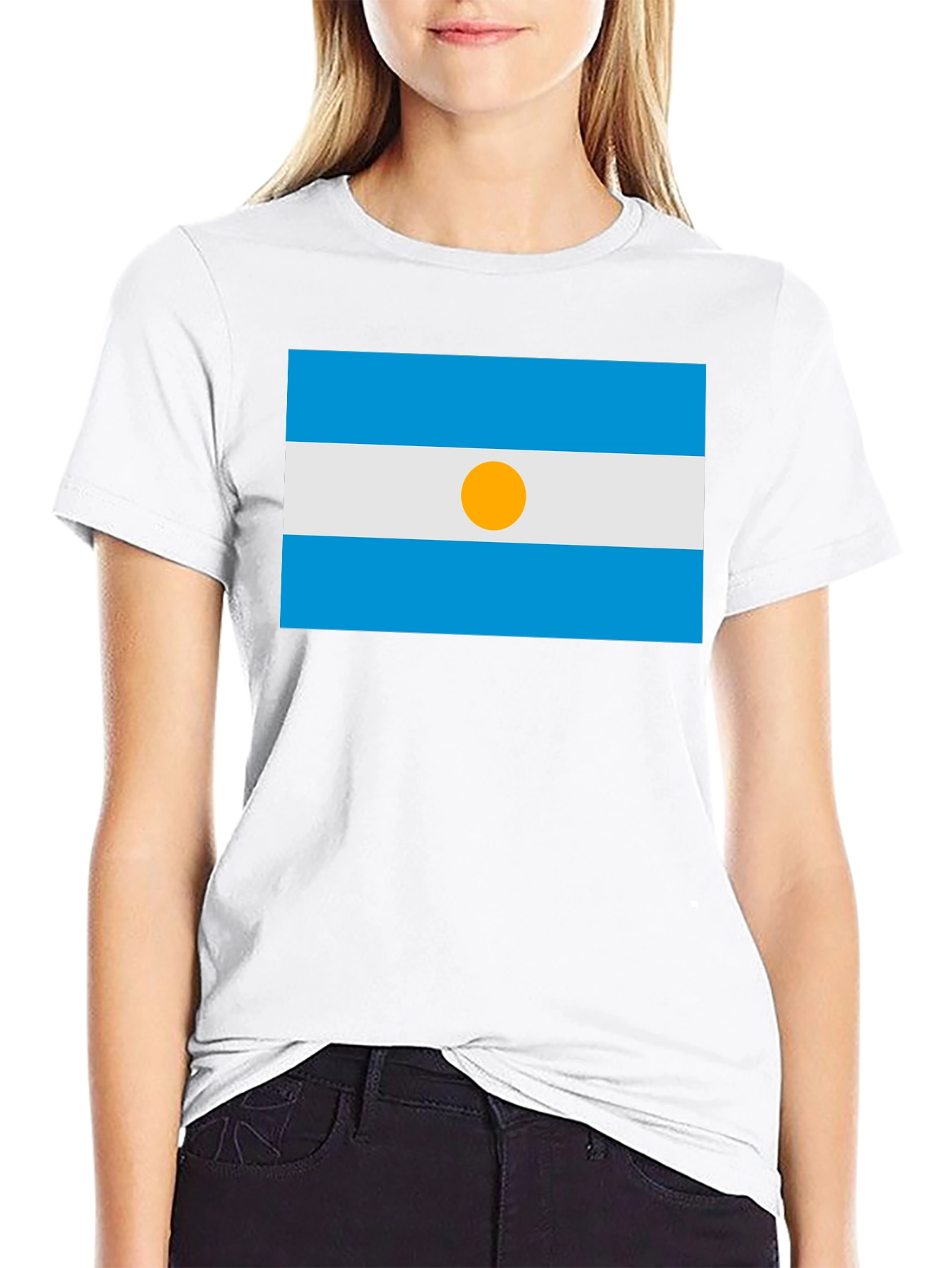 Argentina Flag Graphic T-Shirt - Black Casual Style
