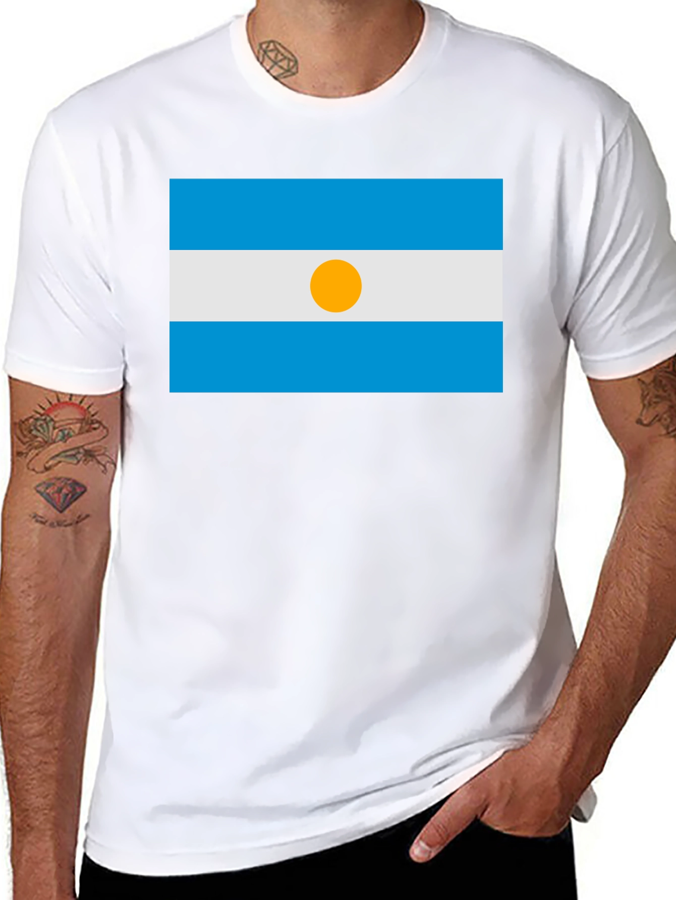 Argentina Flag Graphic T-Shirt - Black Casual Style