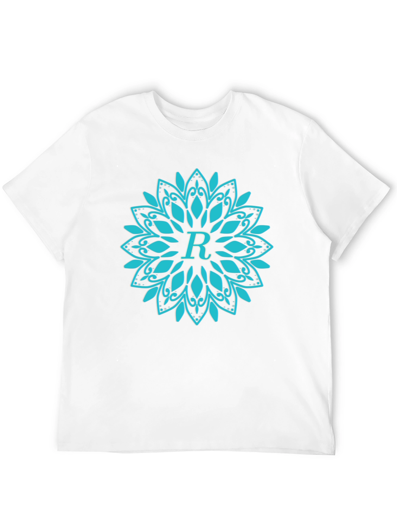 Initial R Mandala Design Black T-Shirt