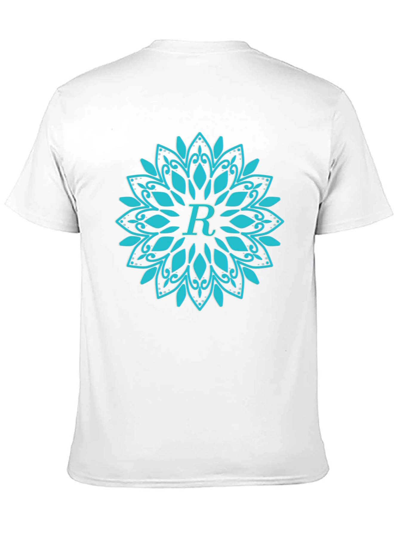 Initial R Mandala Design Black T-Shirt
