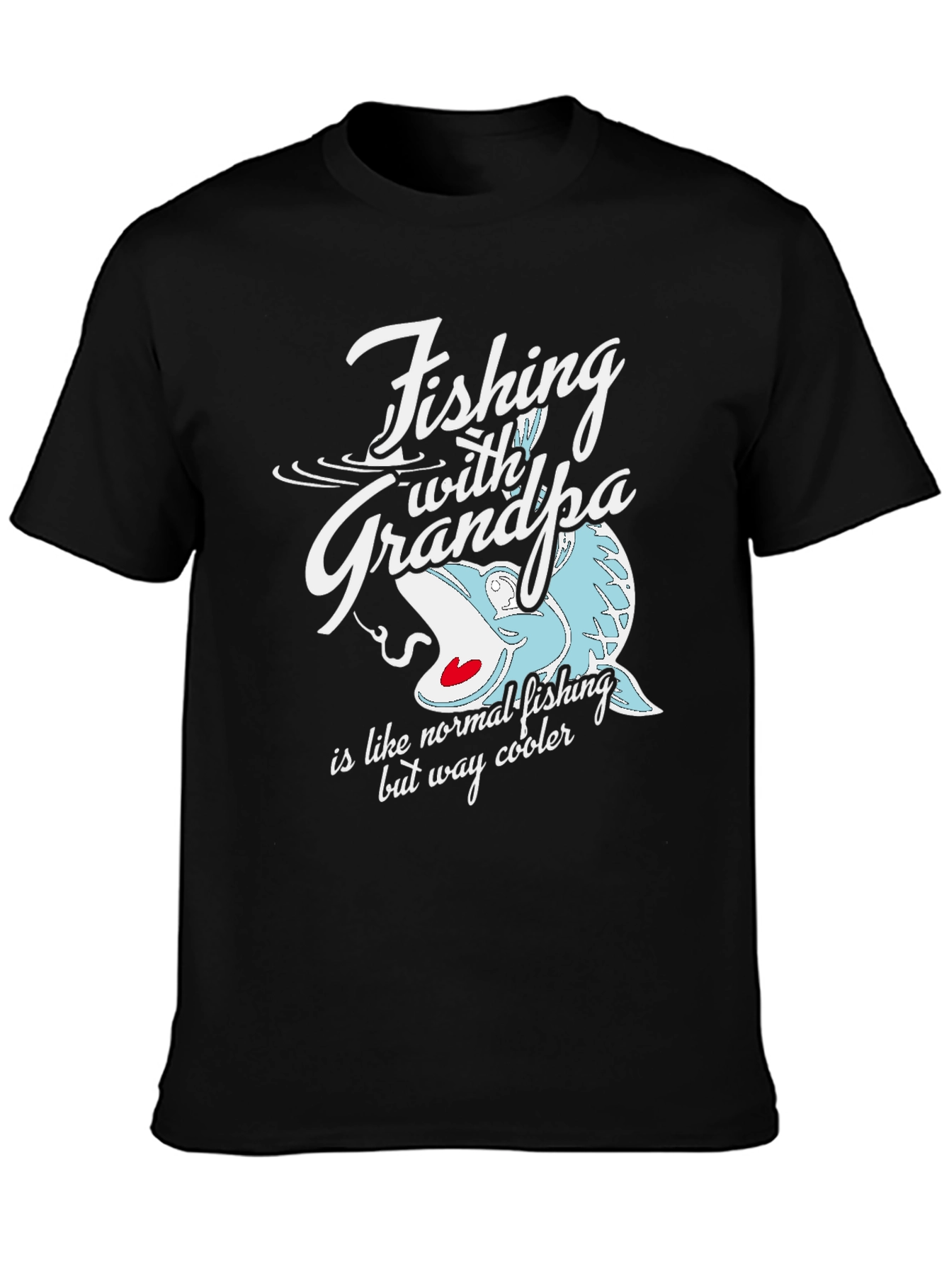Fishing with Grandpa Black Graphic Tee