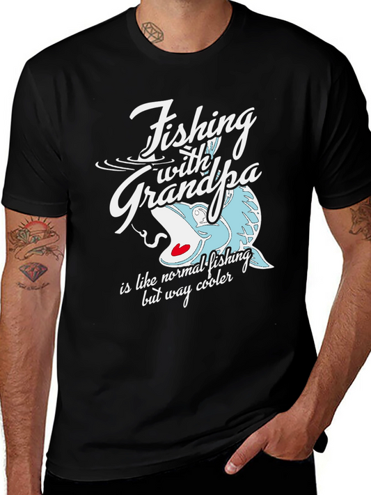 Fishing with Grandpa Black Graphic Tee