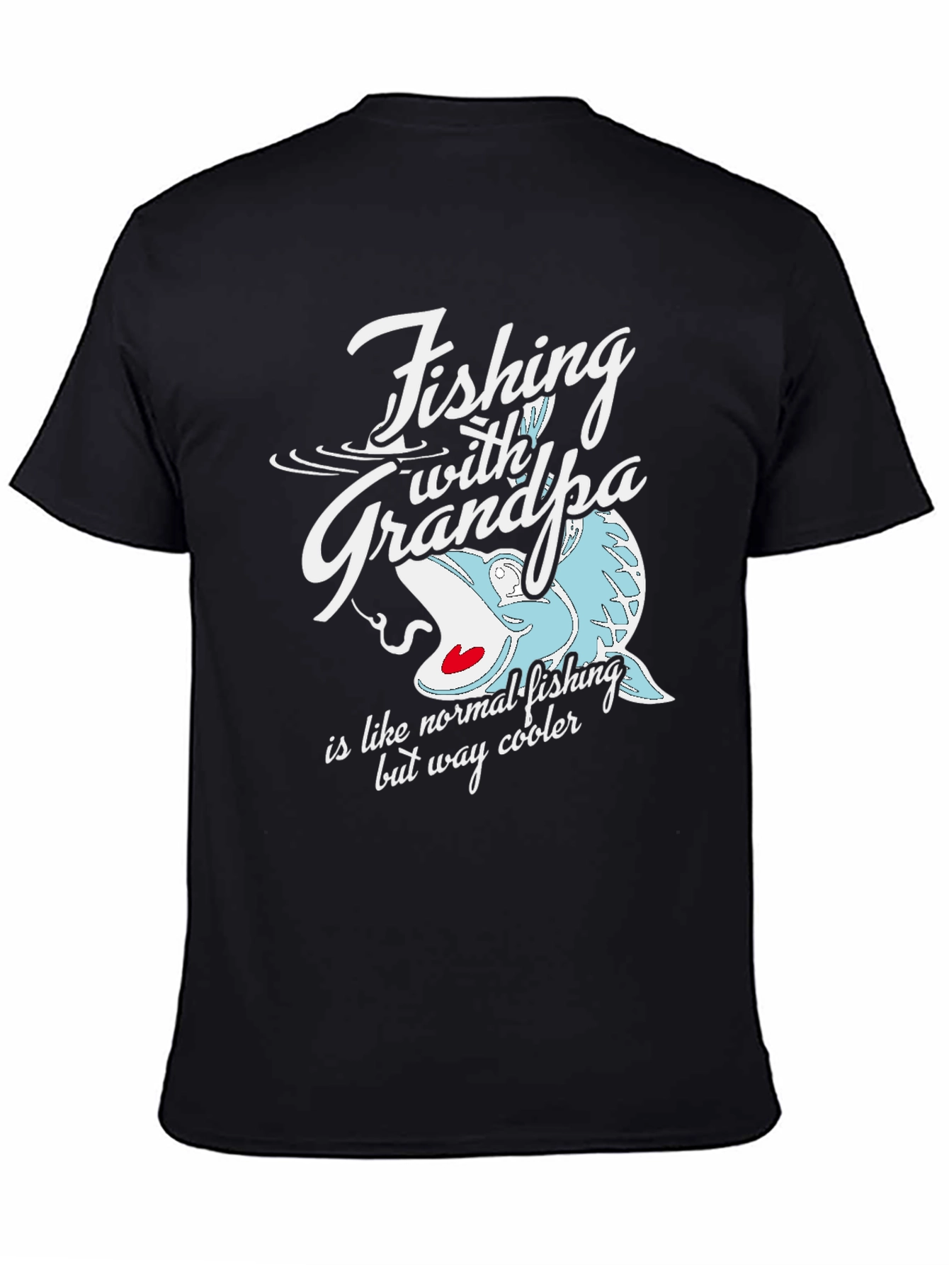 Fishing with Grandpa Black Graphic Tee