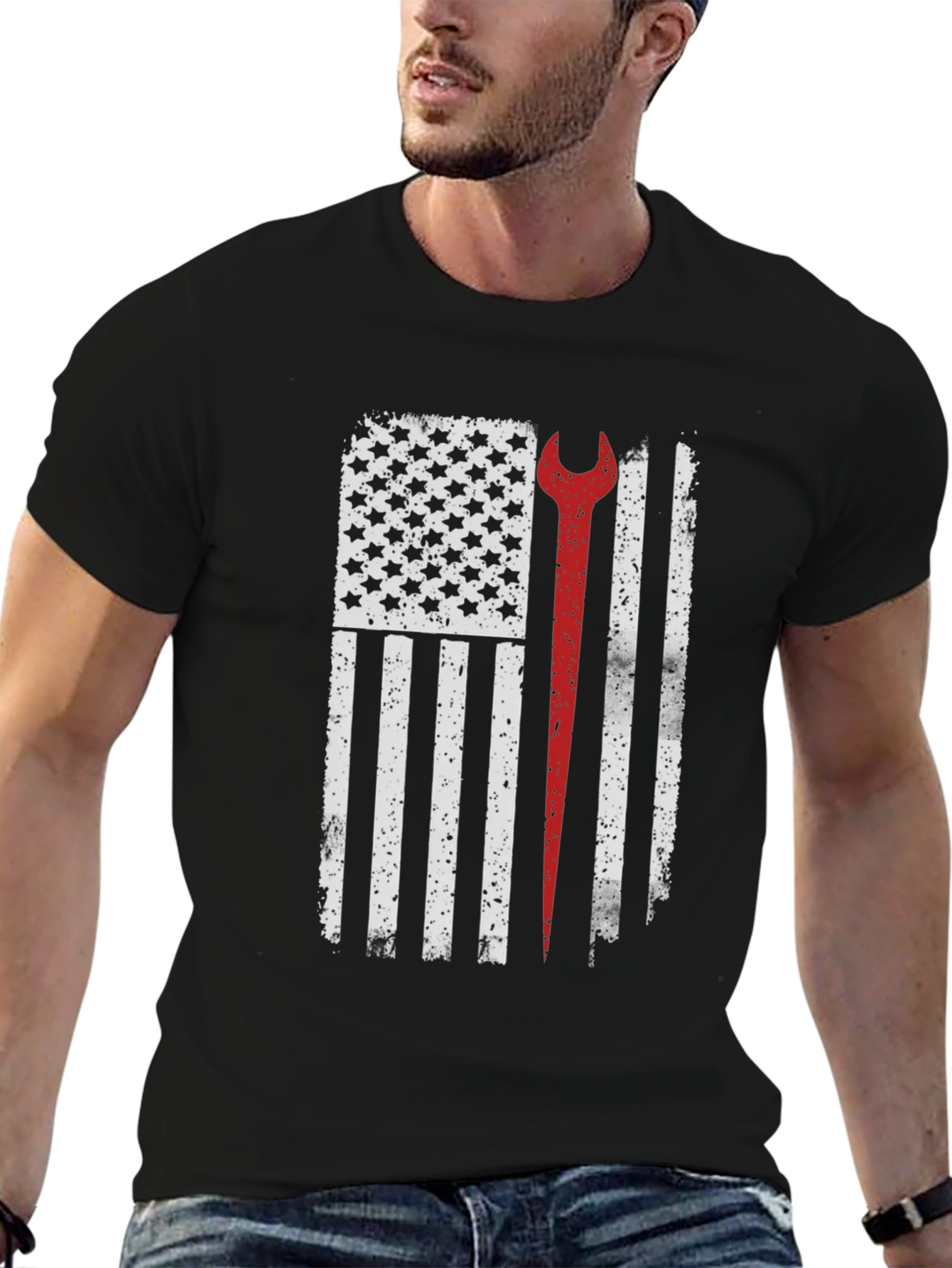 Mechanic American Flag Graphic T-Shirt