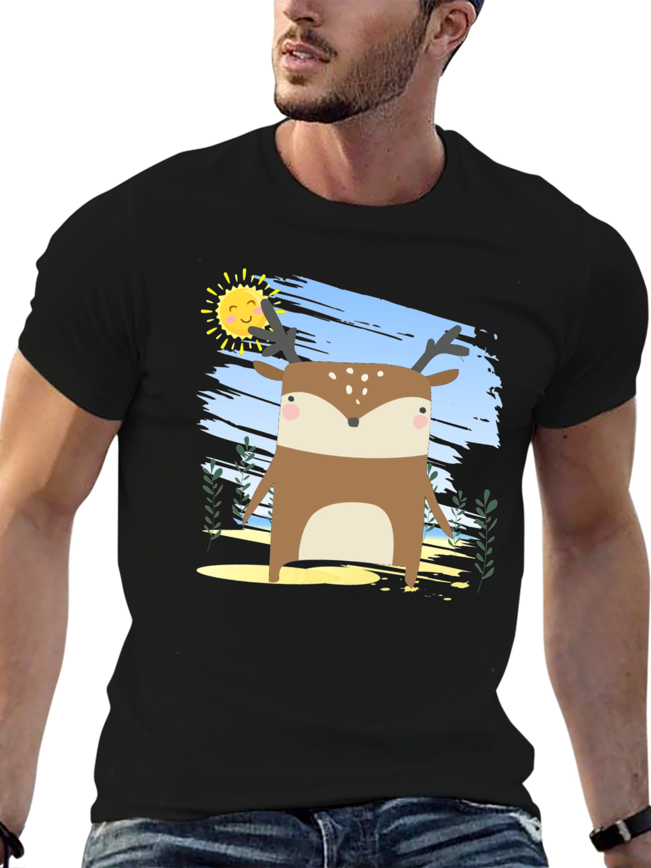 Cute Deer Graphic Print Tee