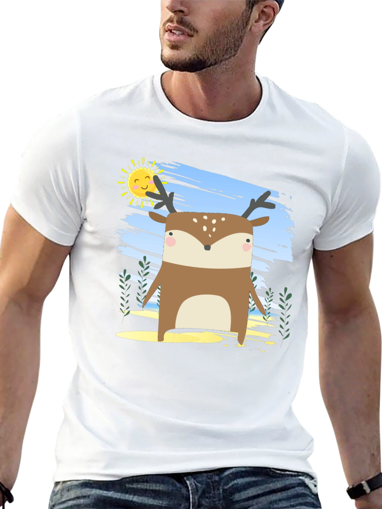 Cute Deer Graphic Print Tee