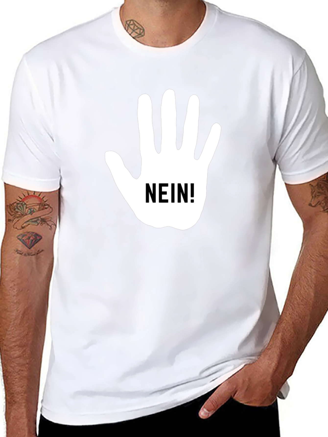 Nein Hand Gesture Black T-Shirt