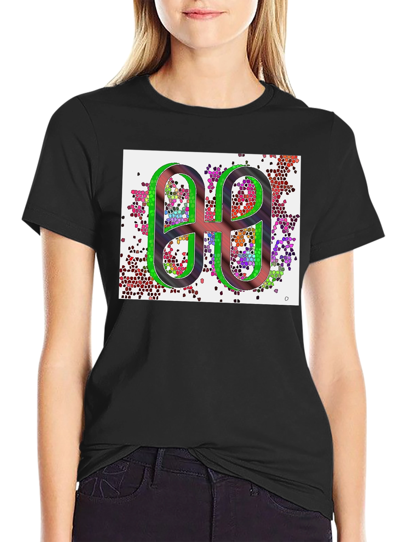 Abstract Graphic Print Black T-Shirt