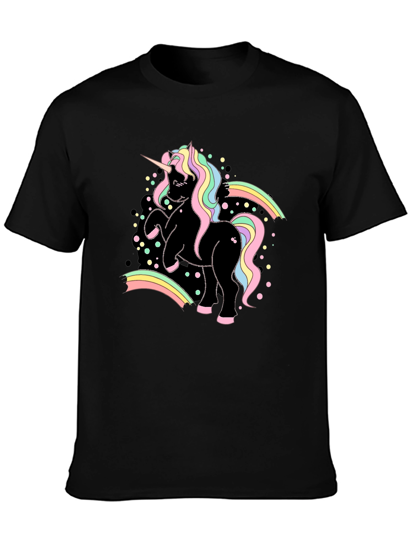 Unicorn Rainbow Graphic Black T-Shirt