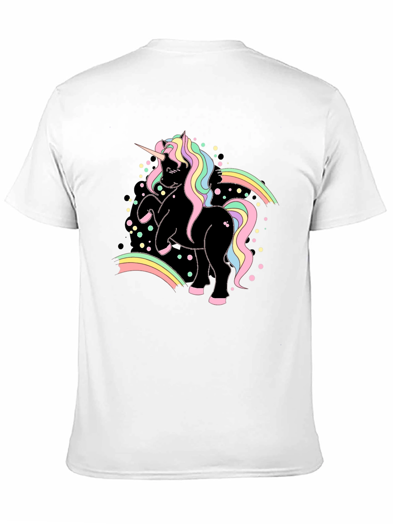 Unicorn Rainbow Graphic Black T-Shirt