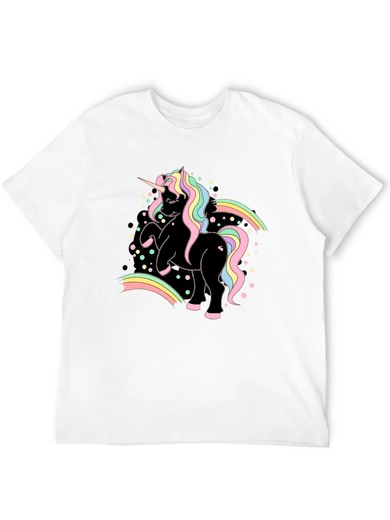 Unicorn Rainbow Graphic Black T-Shirt