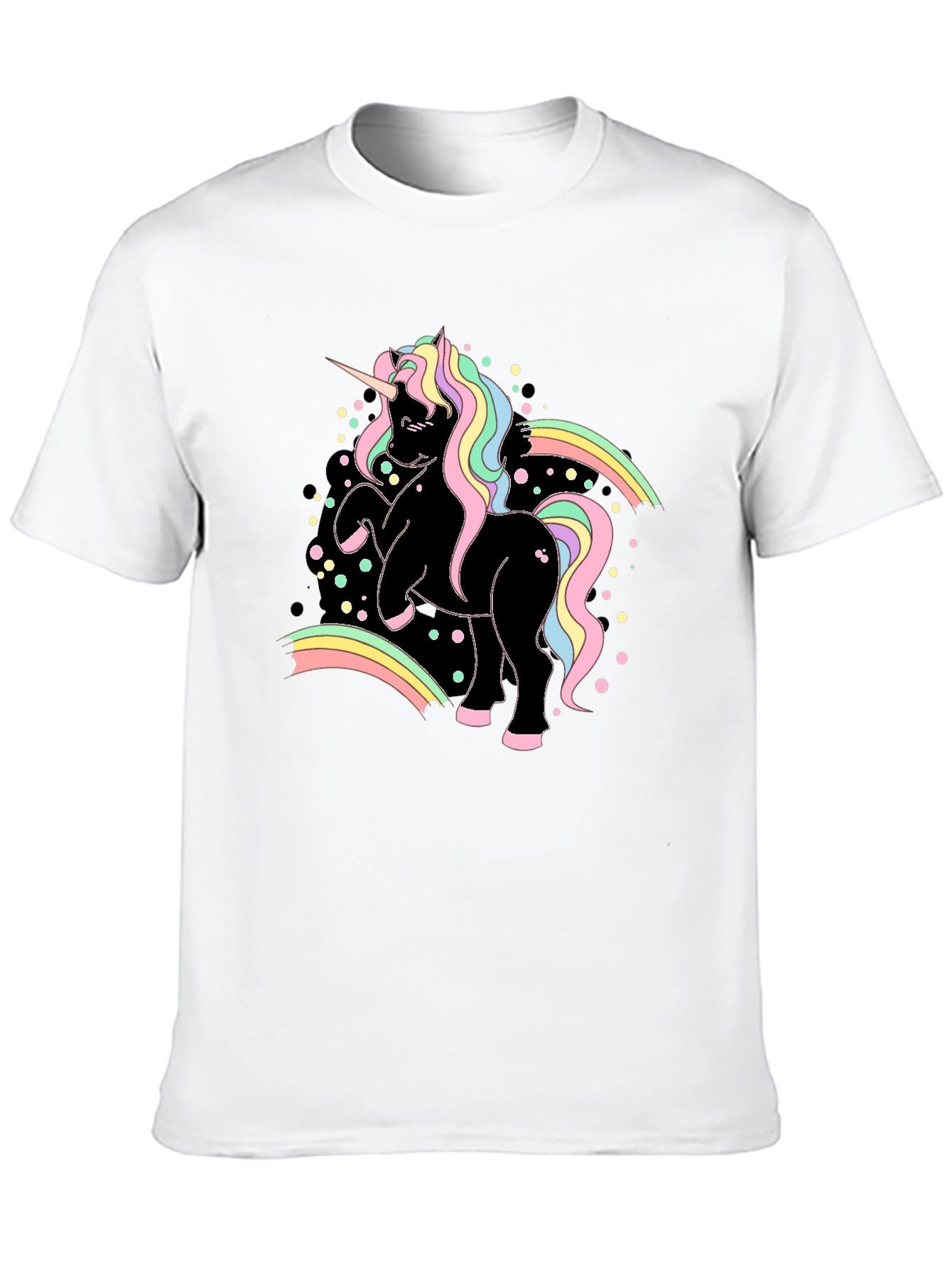 Unicorn Rainbow Graphic Black T-Shirt