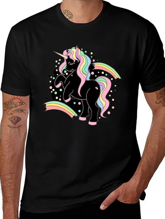 Unicorn Rainbow Graphic Black T-Shirt