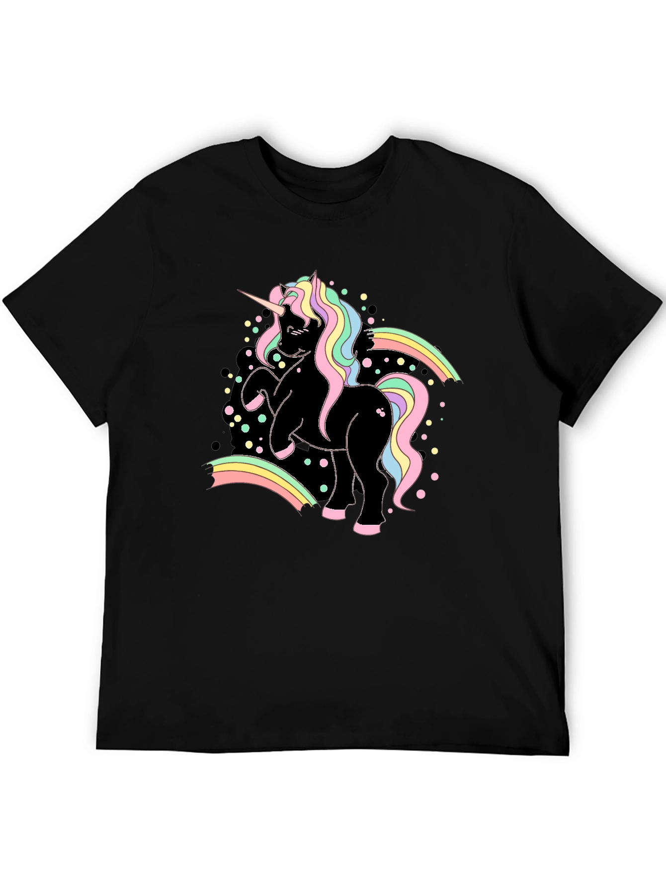 Unicorn Rainbow Graphic Black T-Shirt