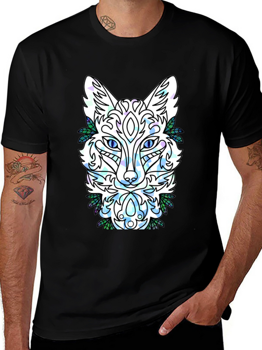 Abstract Fox Graphic Tee - Mens Black T-Shirt