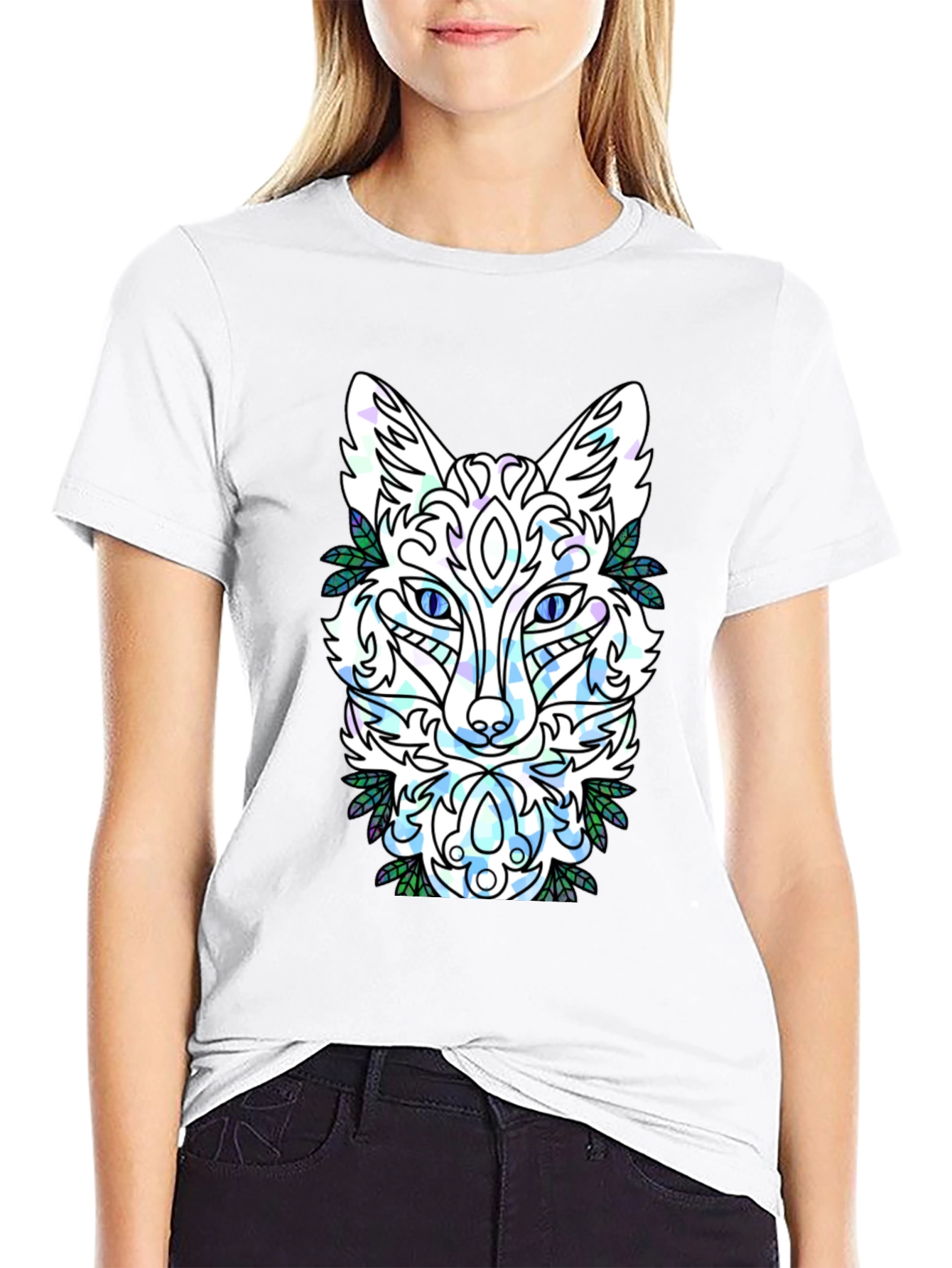 Abstract Fox Graphic Tee - Mens Black T-Shirt