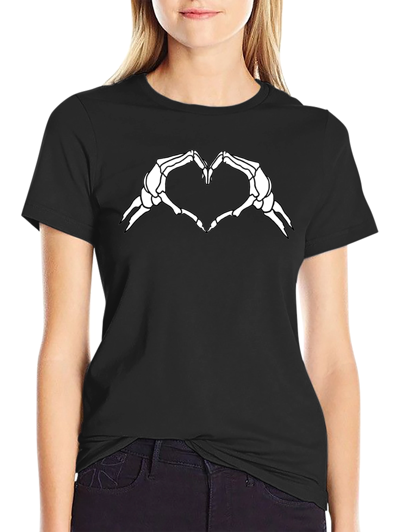 Skeleton Heart Hands Graphic Tee