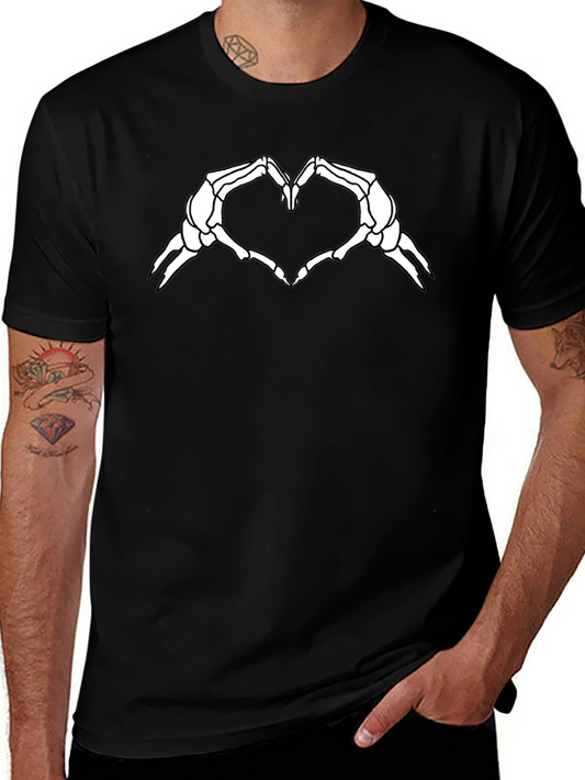 Skeleton Heart Hands Graphic Tee