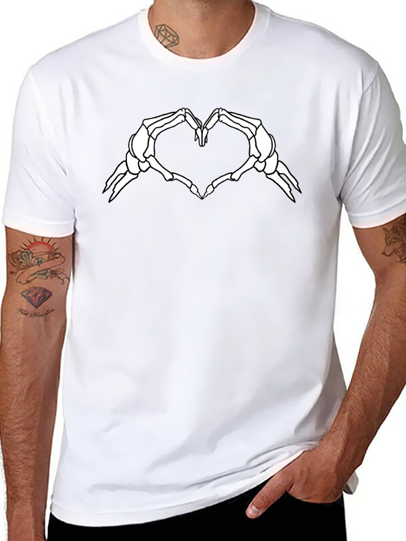 Skeleton Heart Hands Graphic Tee