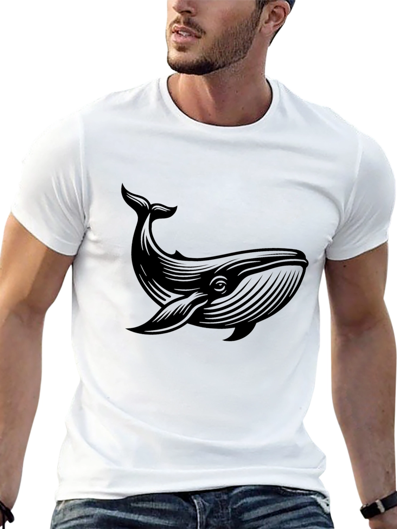 Black Whale Graphic Tee - Stylish Mens Casual Top