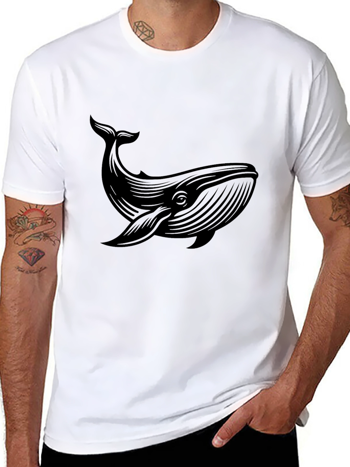 Black Whale Graphic Tee - Stylish Mens Casual Top