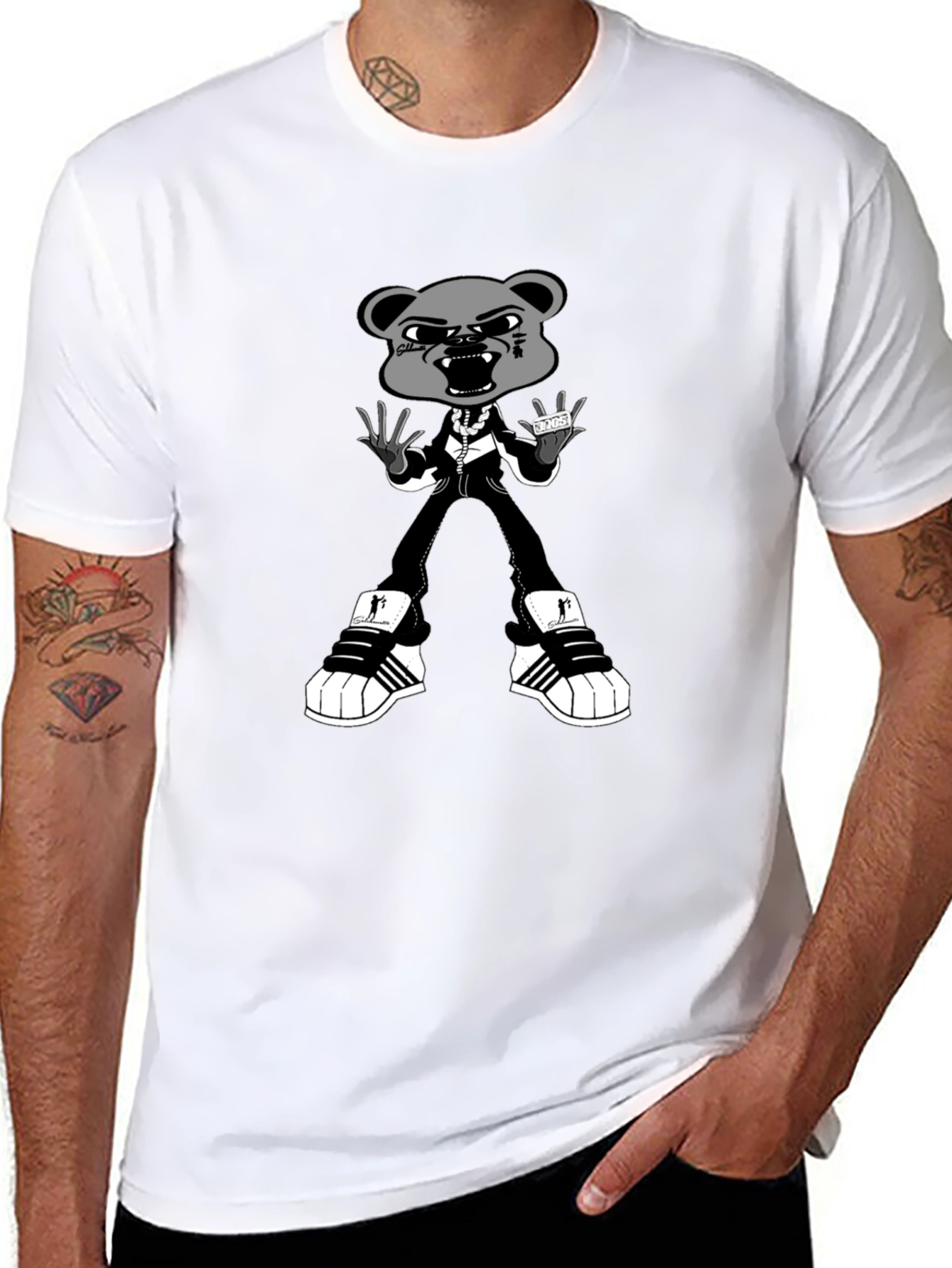 Gangster Bear Graphic T-Shirt