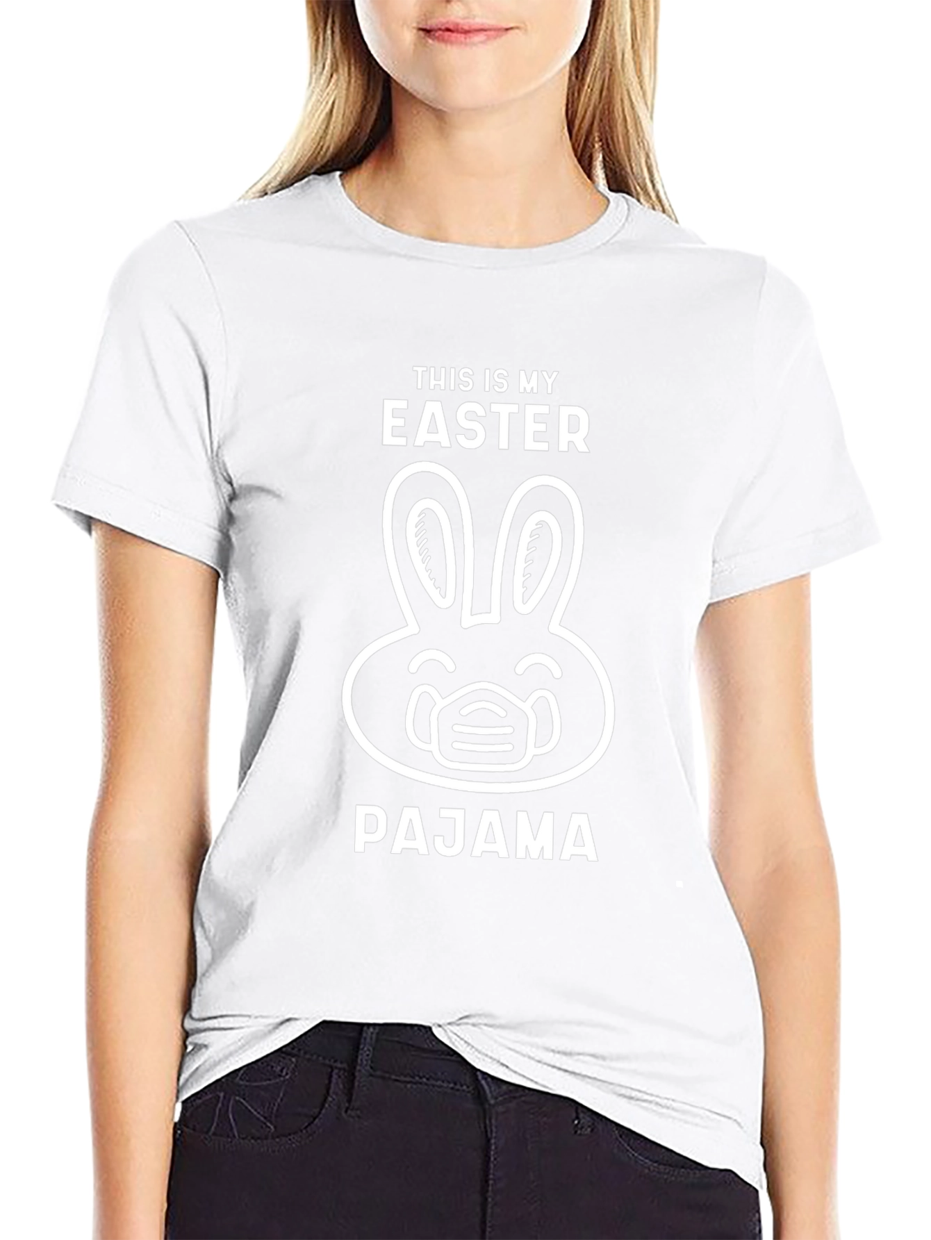 Easter Bunny Mask Pajama T-Shirt - Novelty Holiday Tee