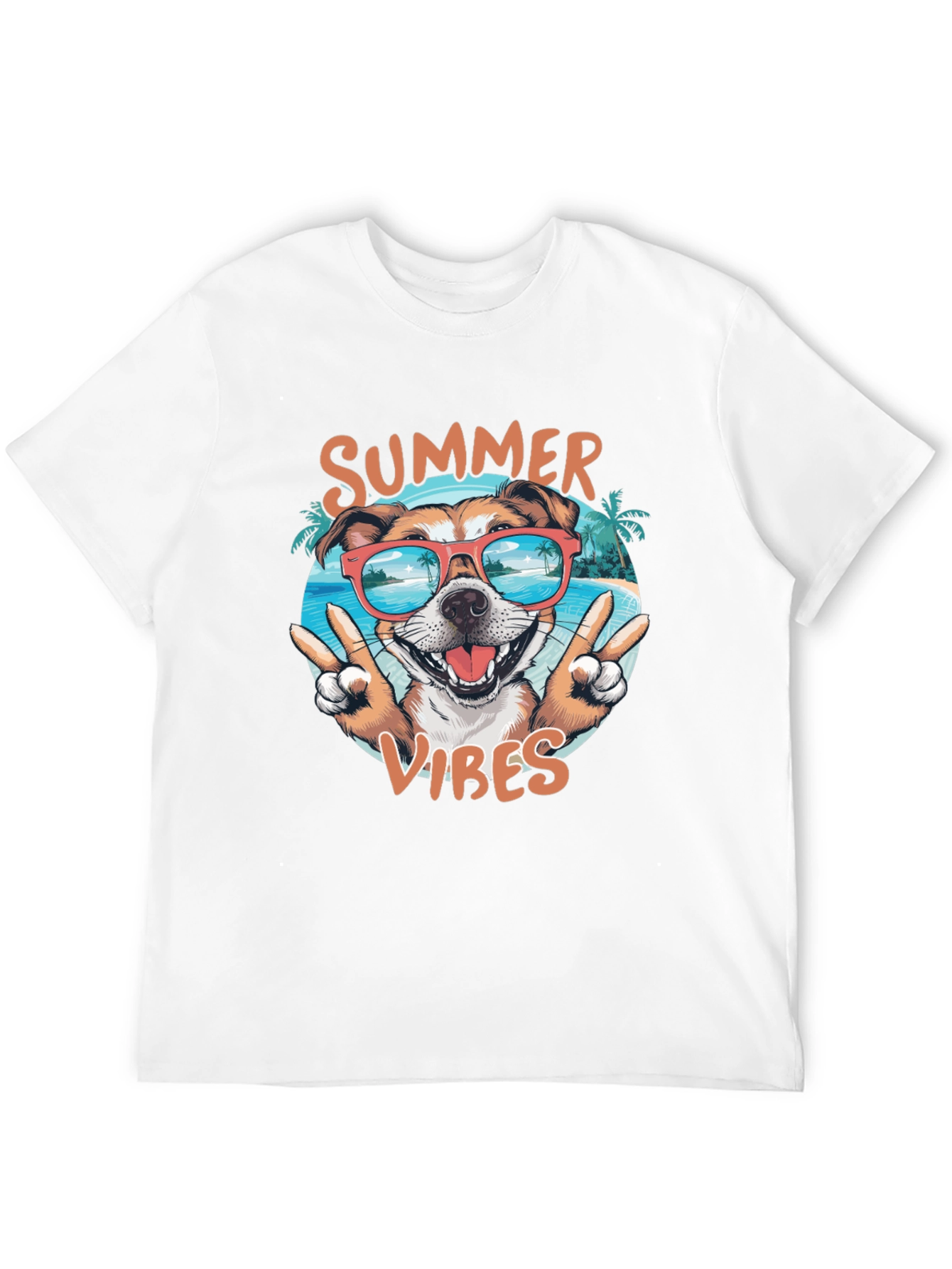 Summer Vibes Dog Graphic Tee - Casual Black T-Shirt