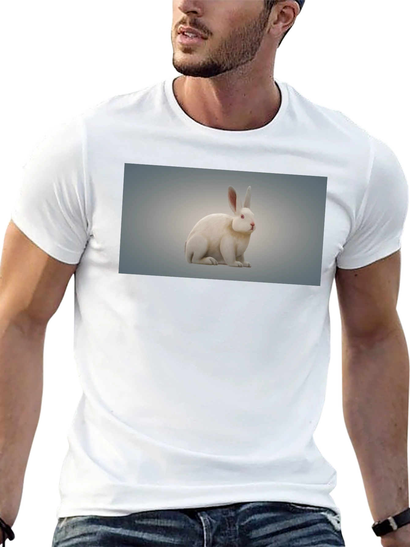 Rabbit Graphic Tee - Black Cotton Casual Wear