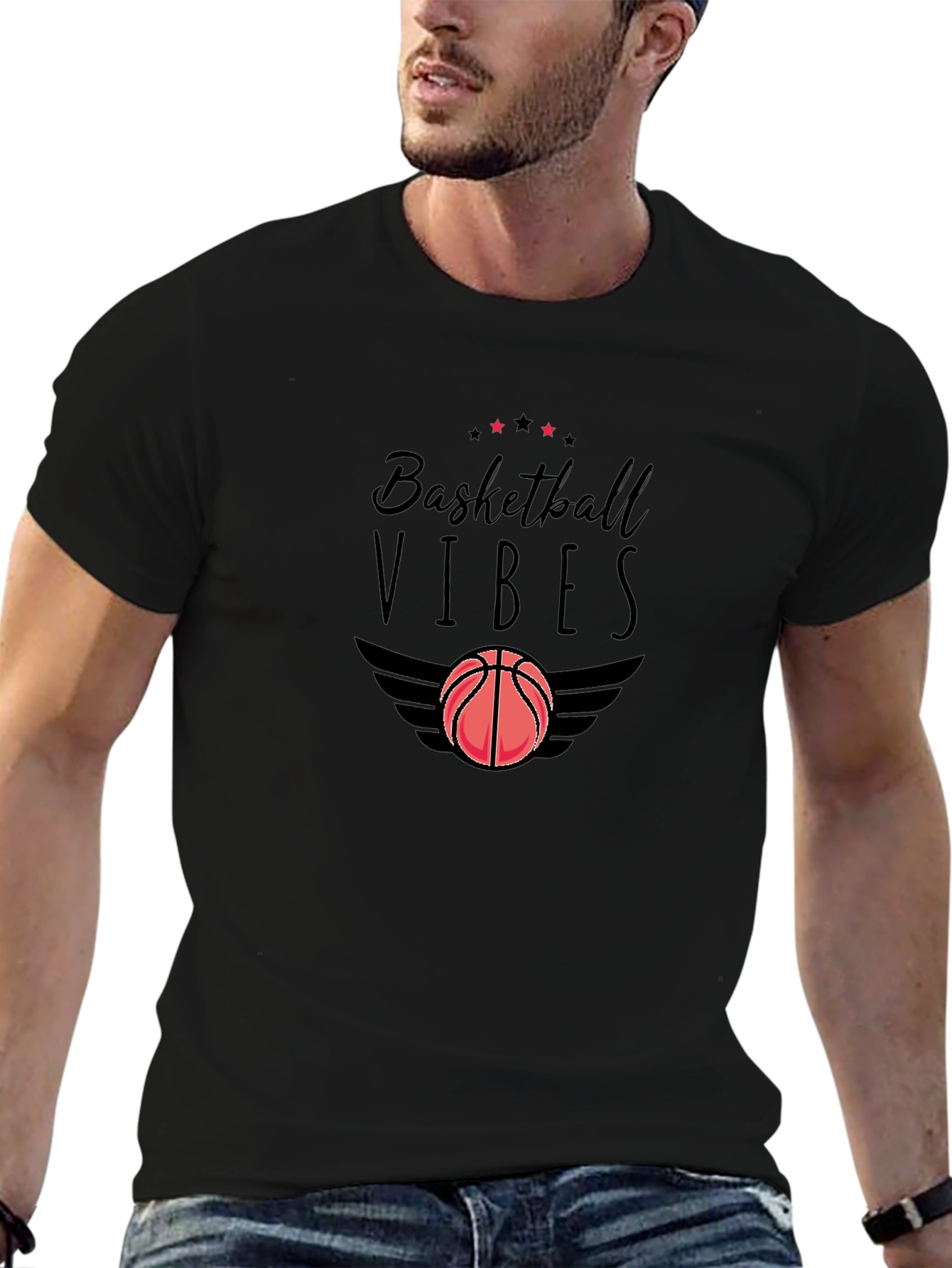 Basketball Vibes Black Graphic Tee