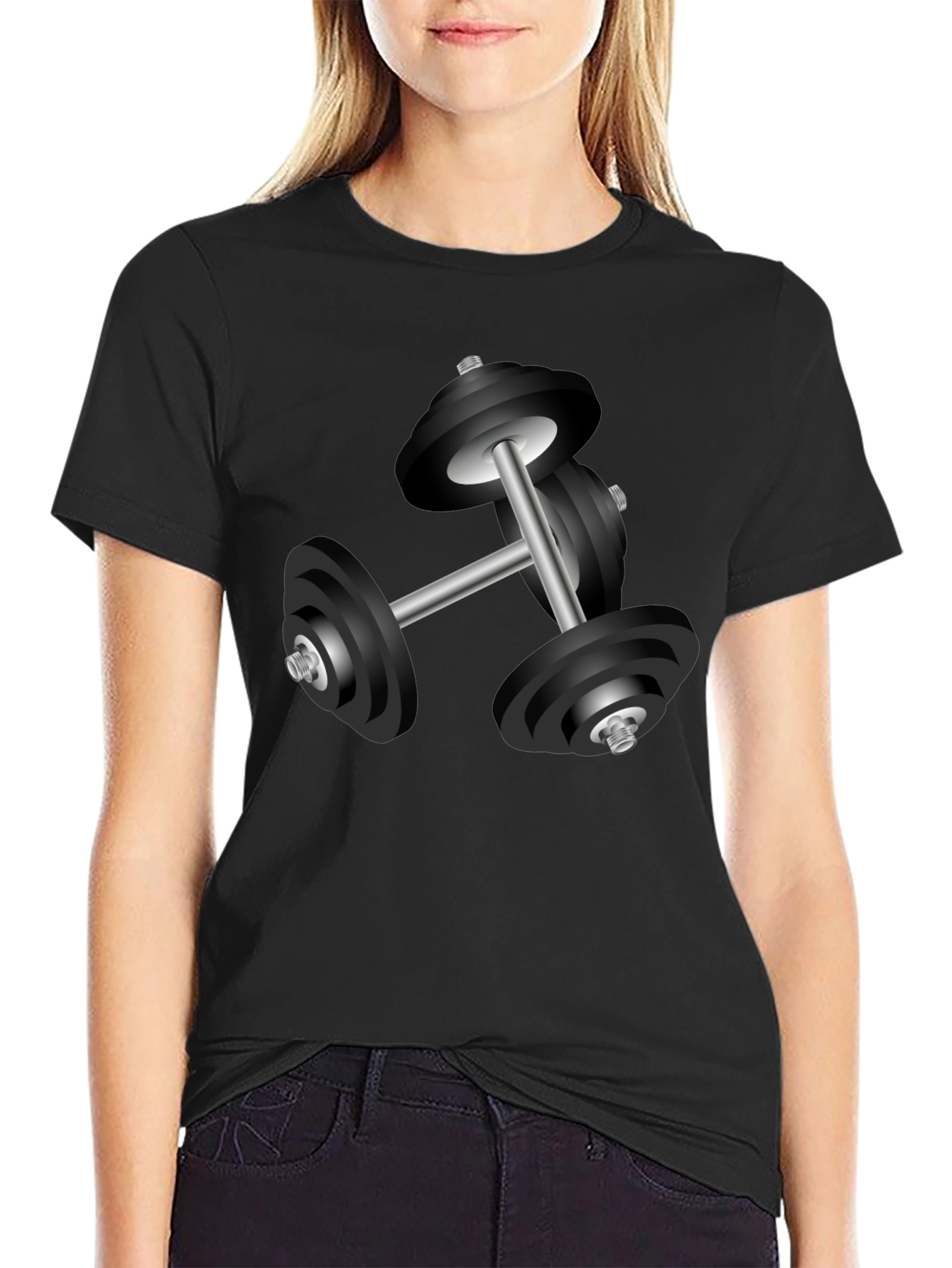 Workout Dumbbell Graphic T-Shirt - Black
