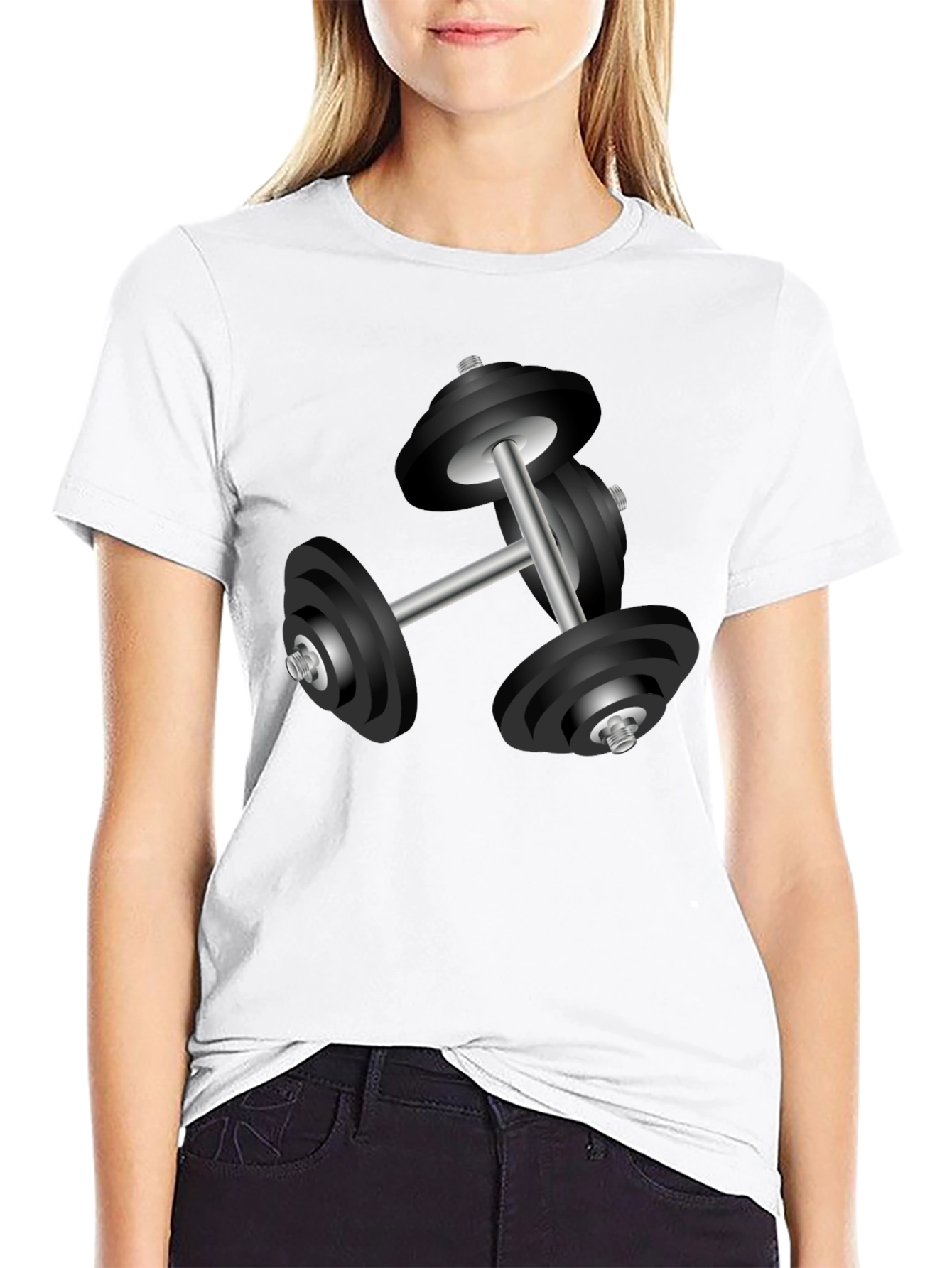 Workout Dumbbell Graphic T-Shirt - Black