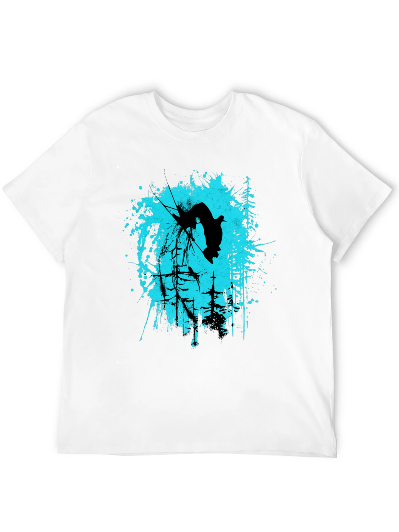 Black T-Shirt with Skier Graphic Design