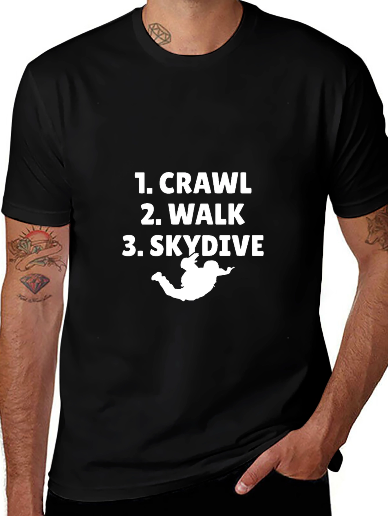 Crawl Walk Skydive Black Graphic Tee