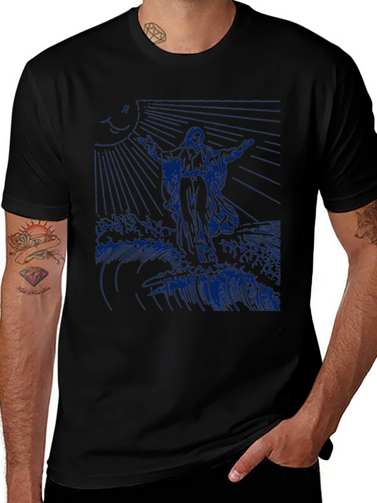 Jesus Walking on Water Graphic Tee - Black