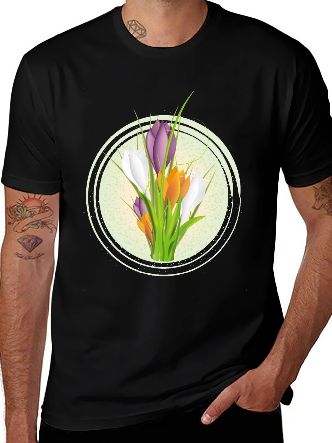 Floral Graphic Black T-Shirt