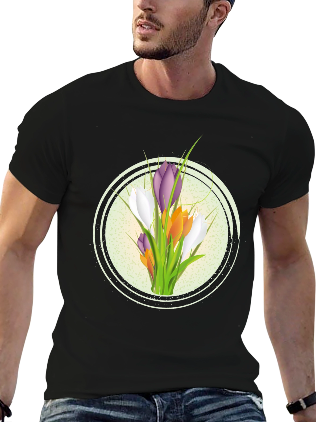 Floral Graphic Black T-Shirt