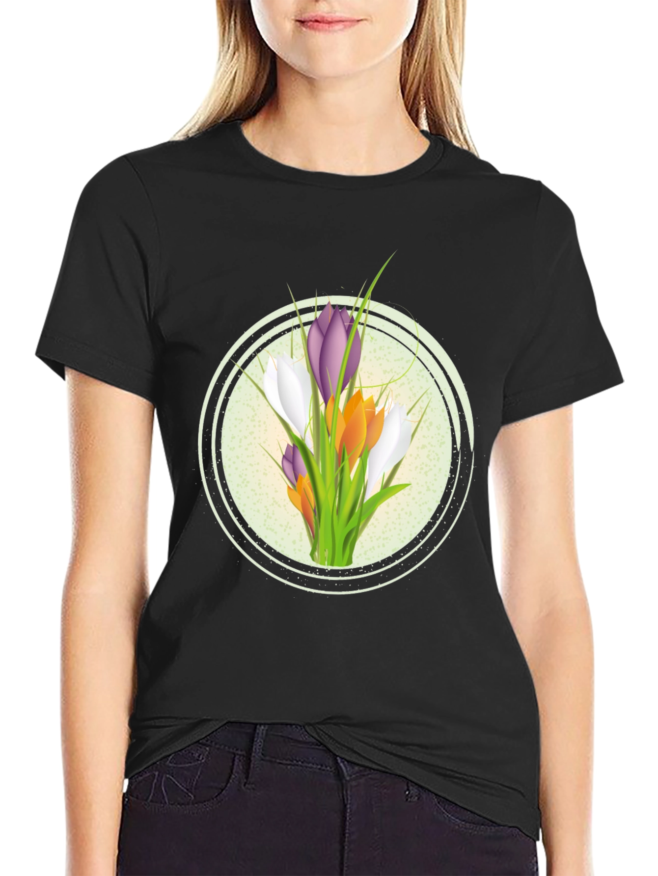 Floral Graphic Black T-Shirt