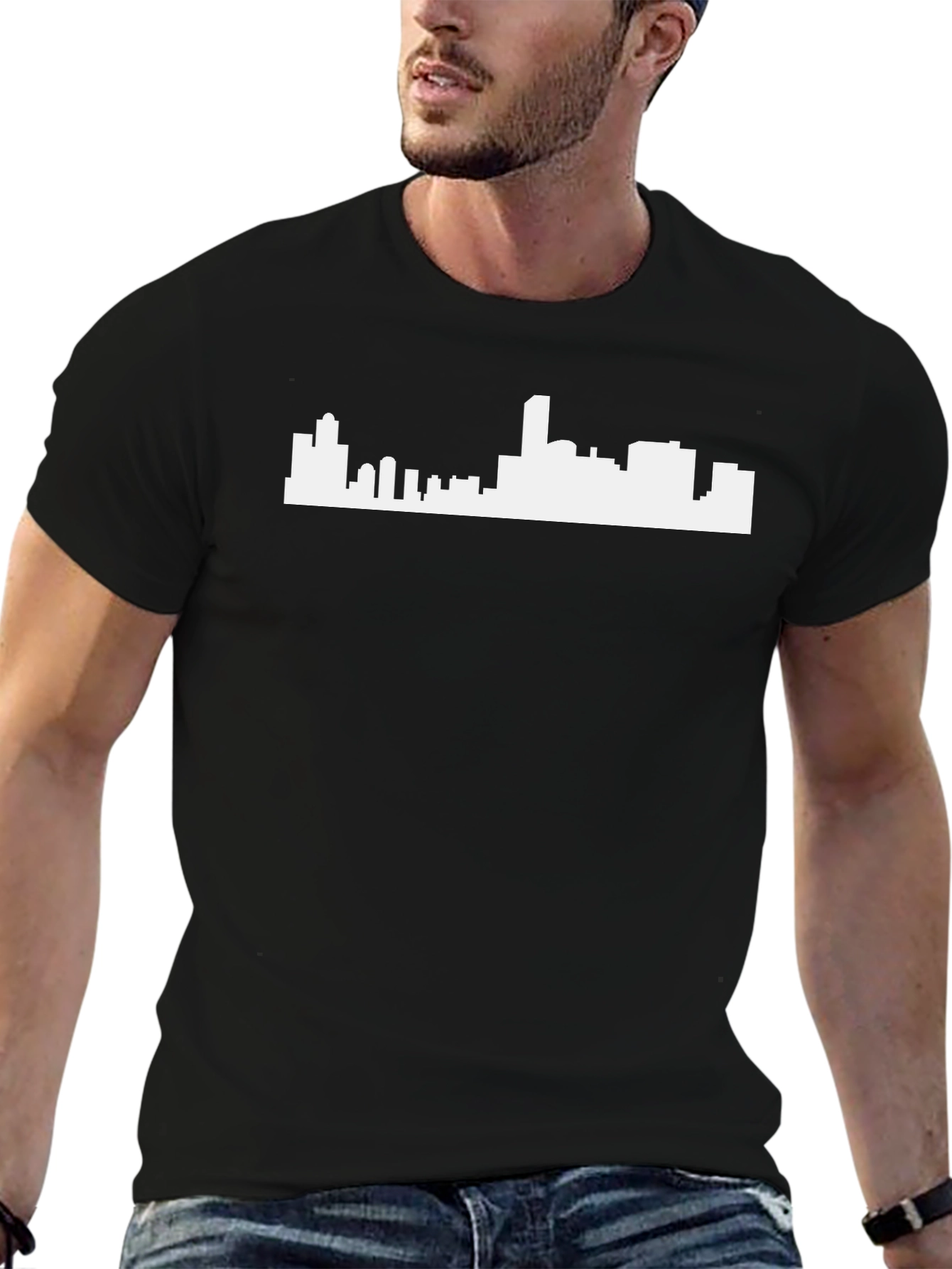Cityscape Silhouette Graphic Tee - Mens Black T-Shirt