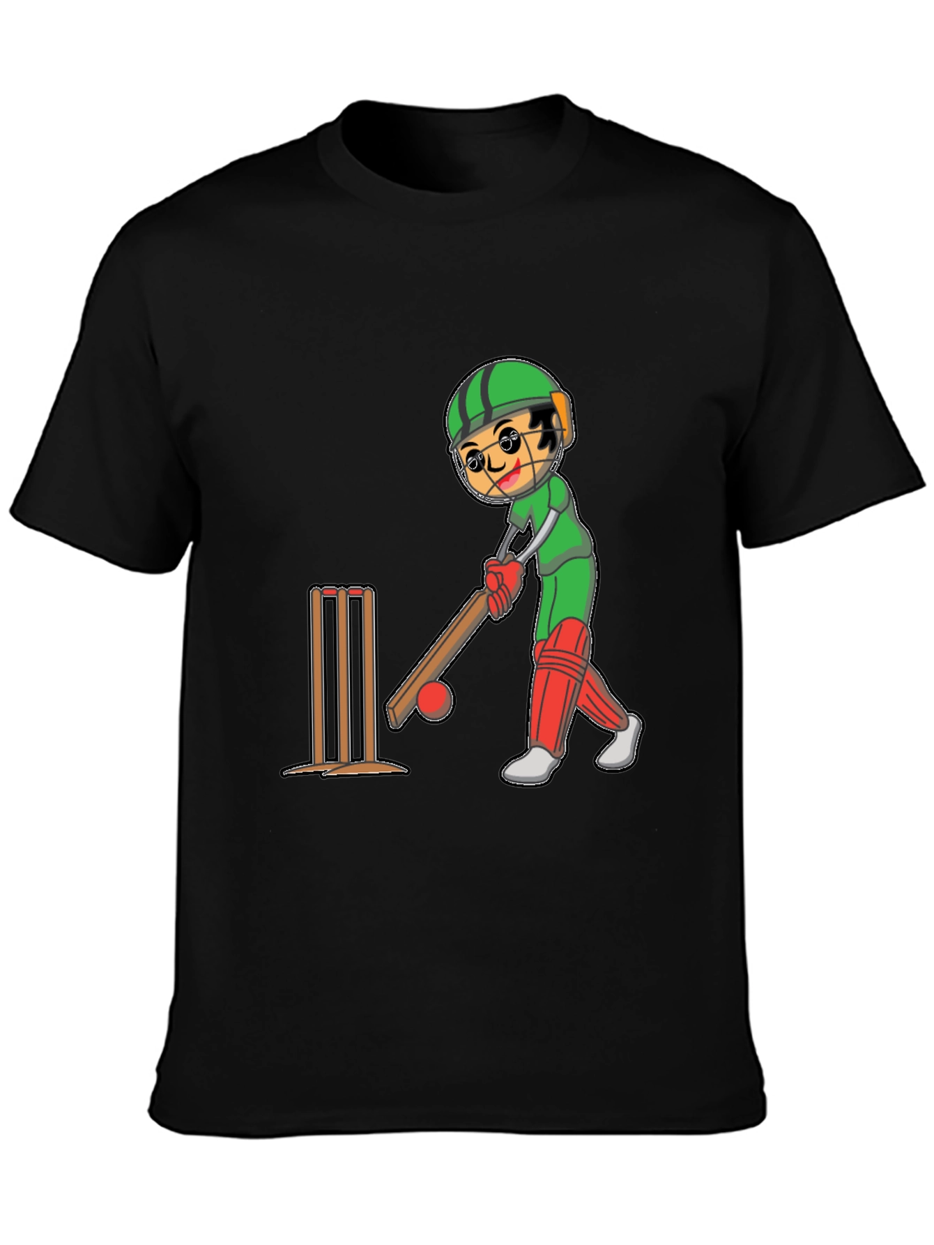 Cricket Player Cartoon Graphic Tee