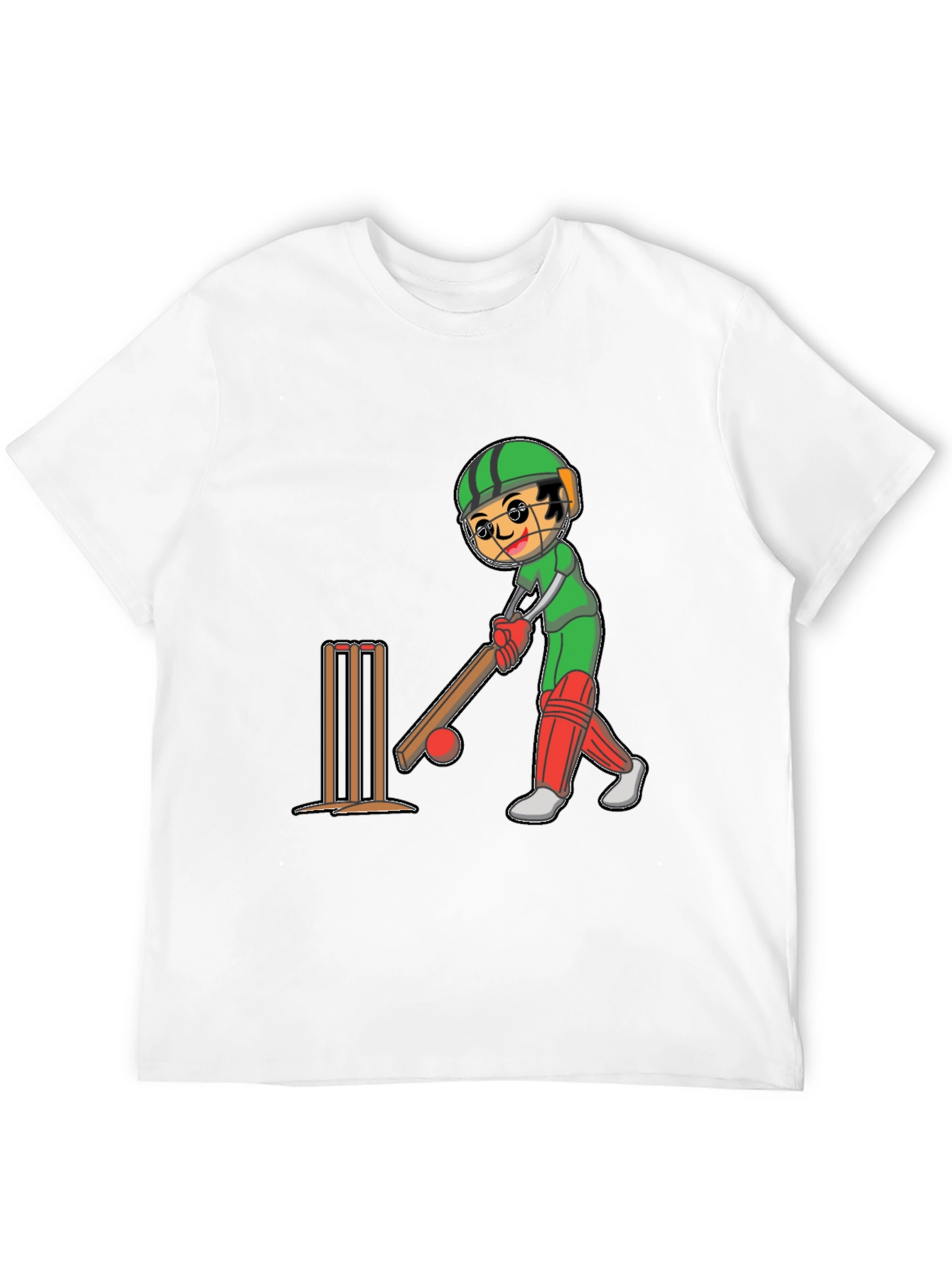 Cricket Player Cartoon Graphic Tee