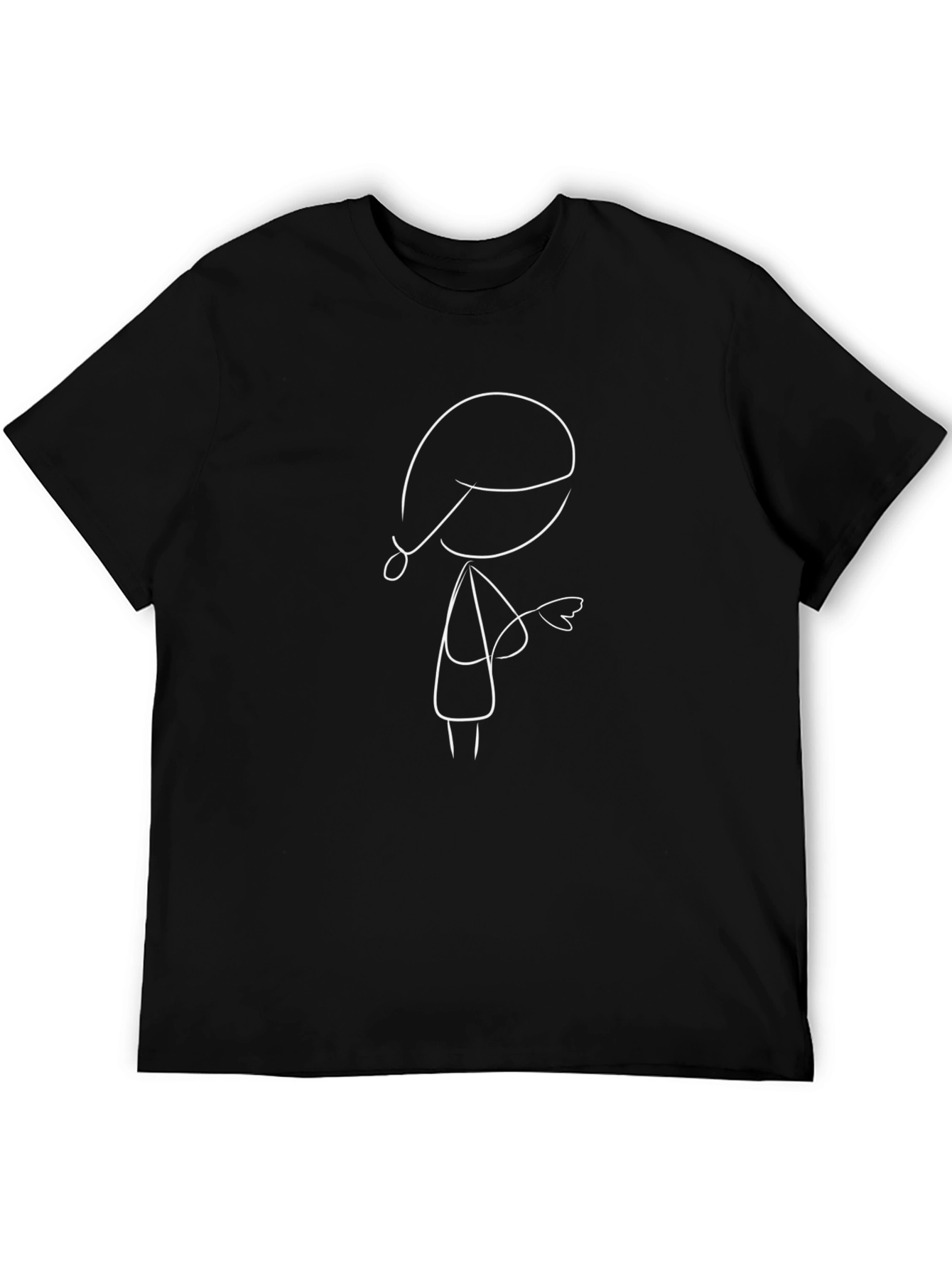 Black T-Shirt with Minimalist Character Design