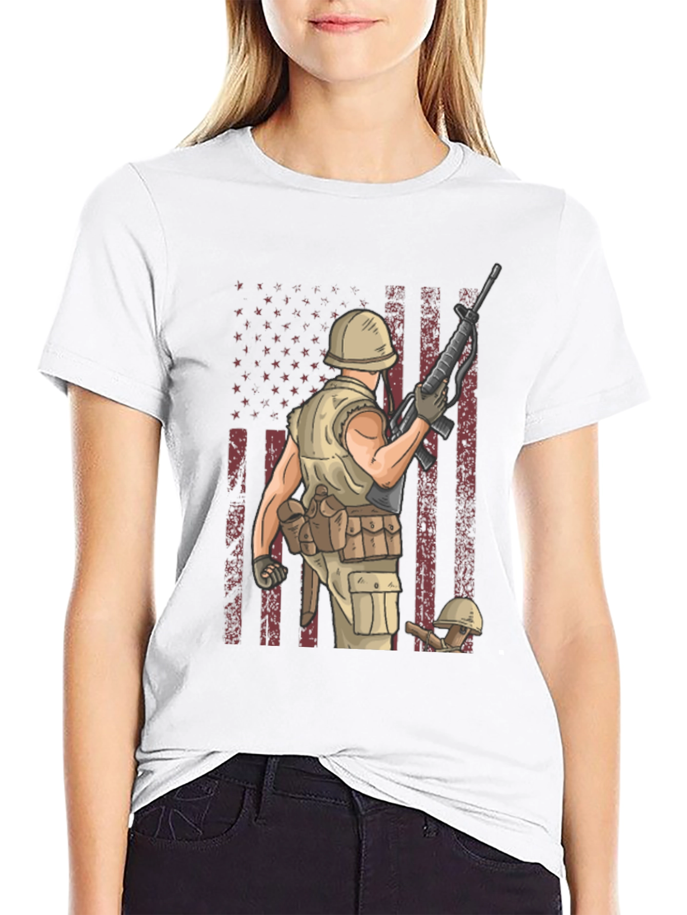 Military Soldier T-Shirt - American Flag