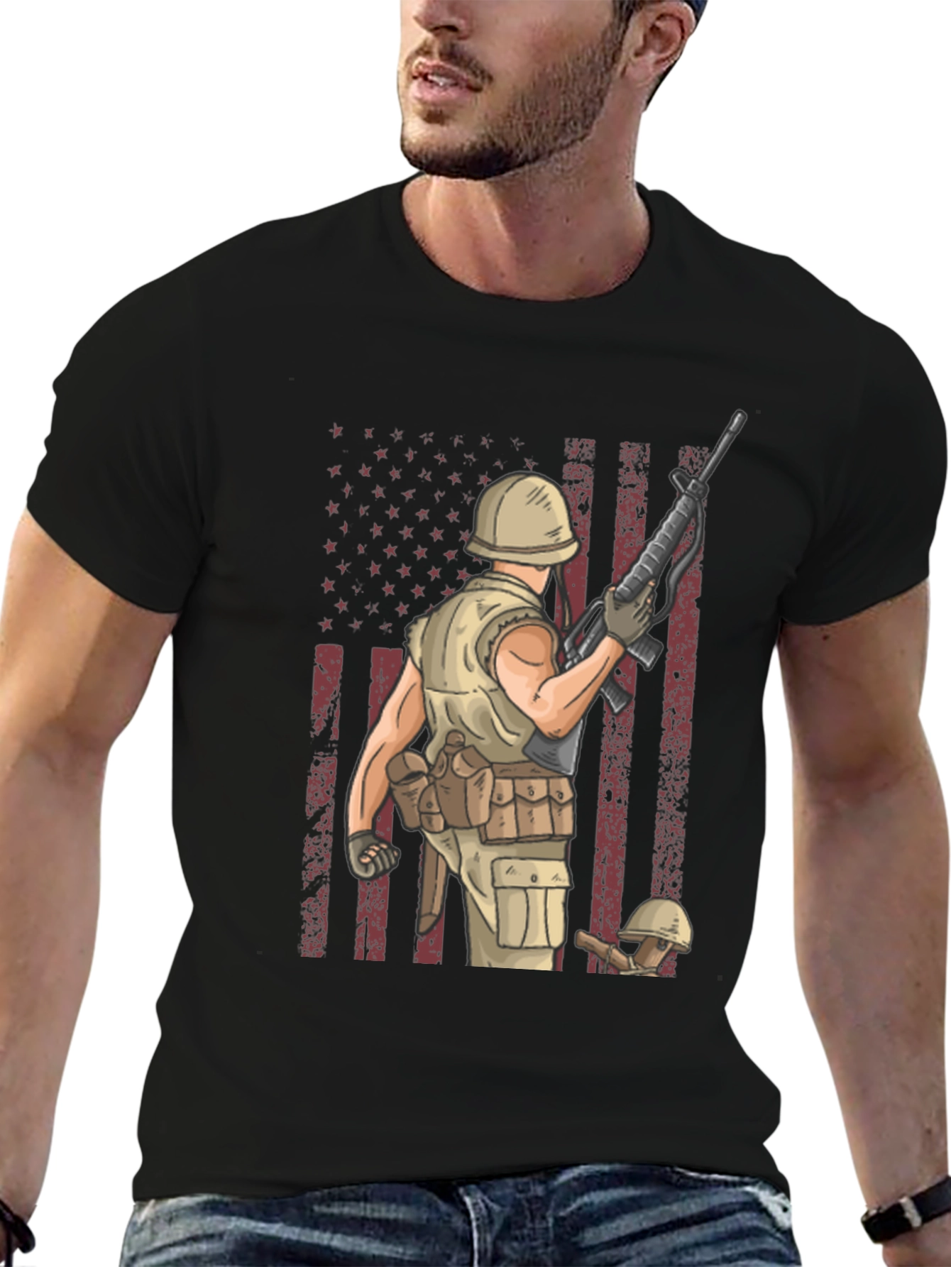 Military Soldier T-Shirt - American Flag