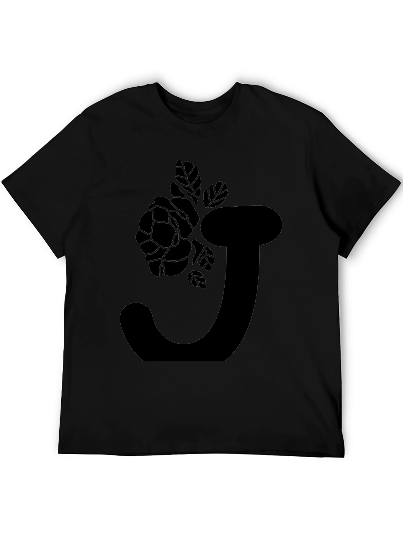 Black Floral Initial J T-Shirt