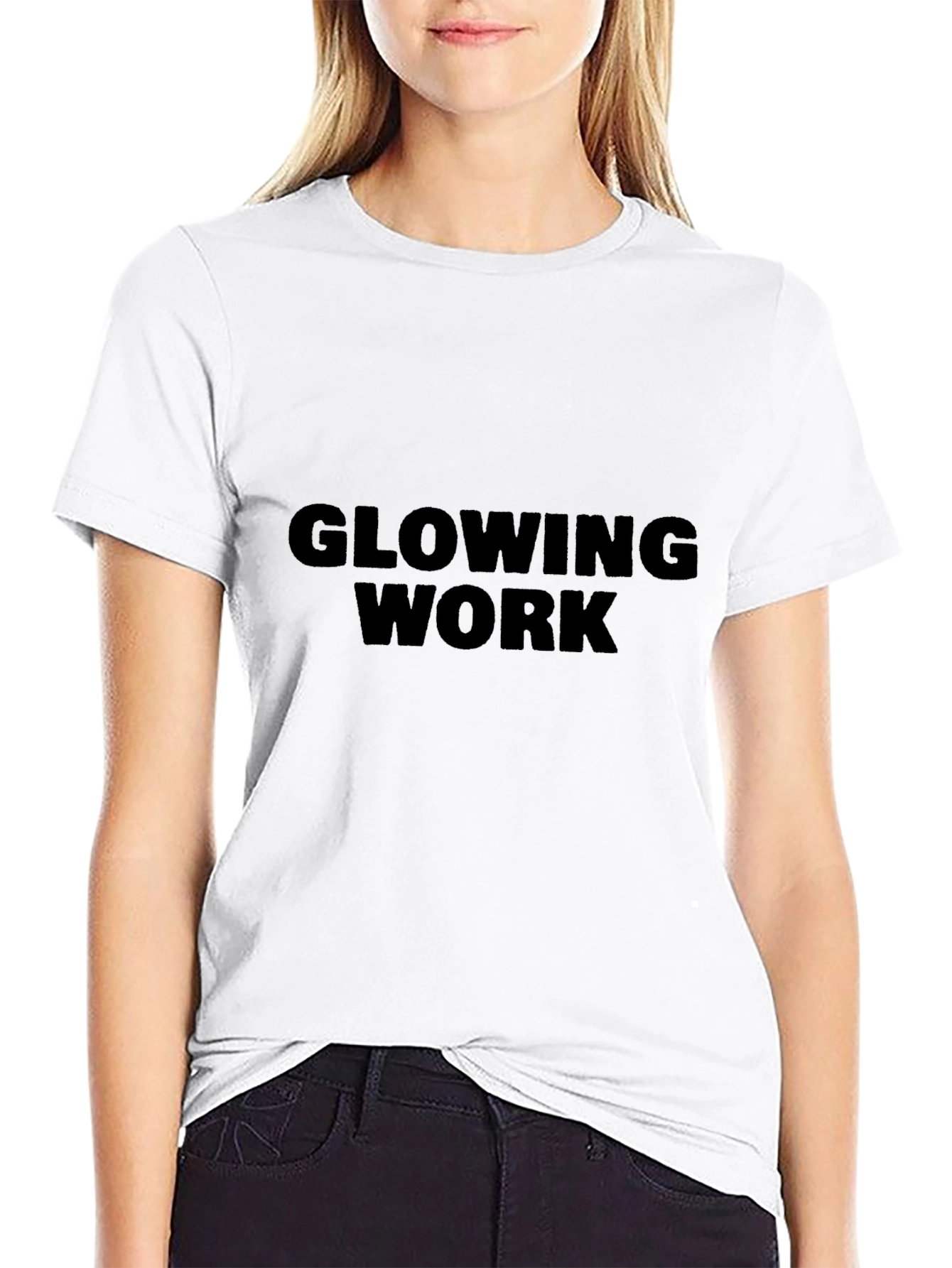 Glowing Work Crew Neck T-Shirt - Black