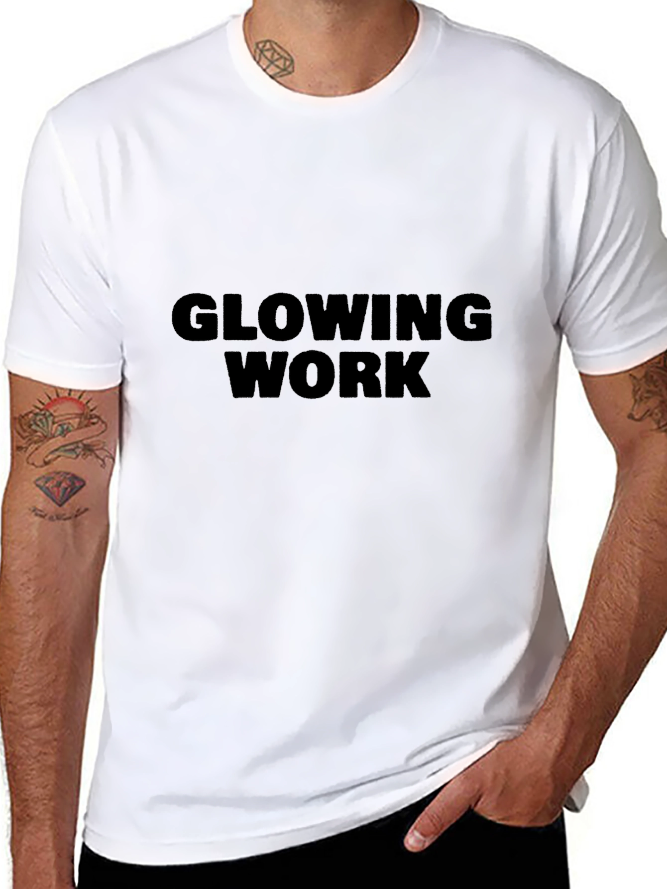 Glowing Work Crew Neck T-Shirt - Black