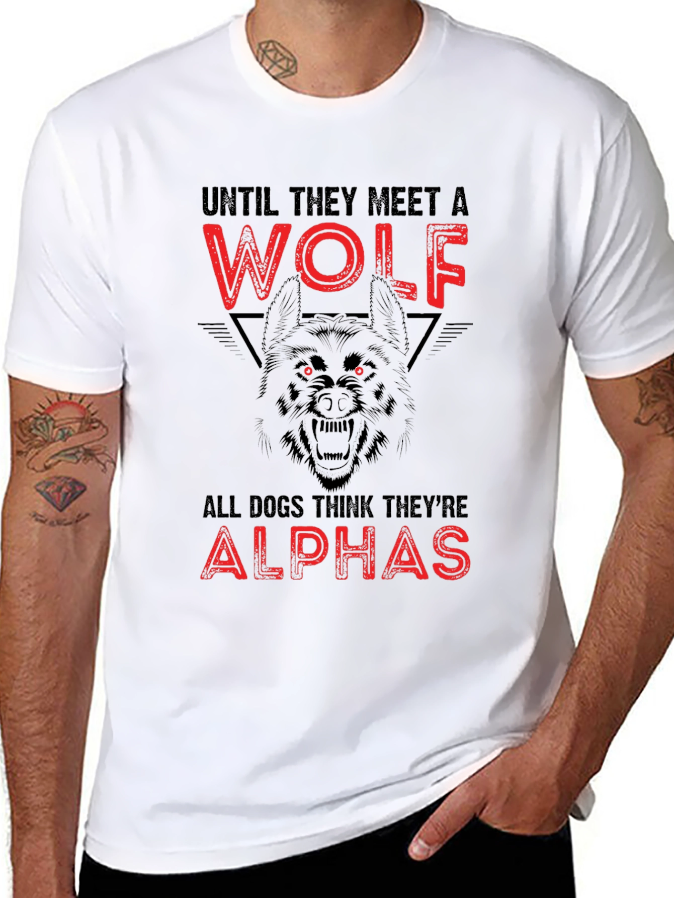 Wolf Graphic Print Crew Neck T-Shirt