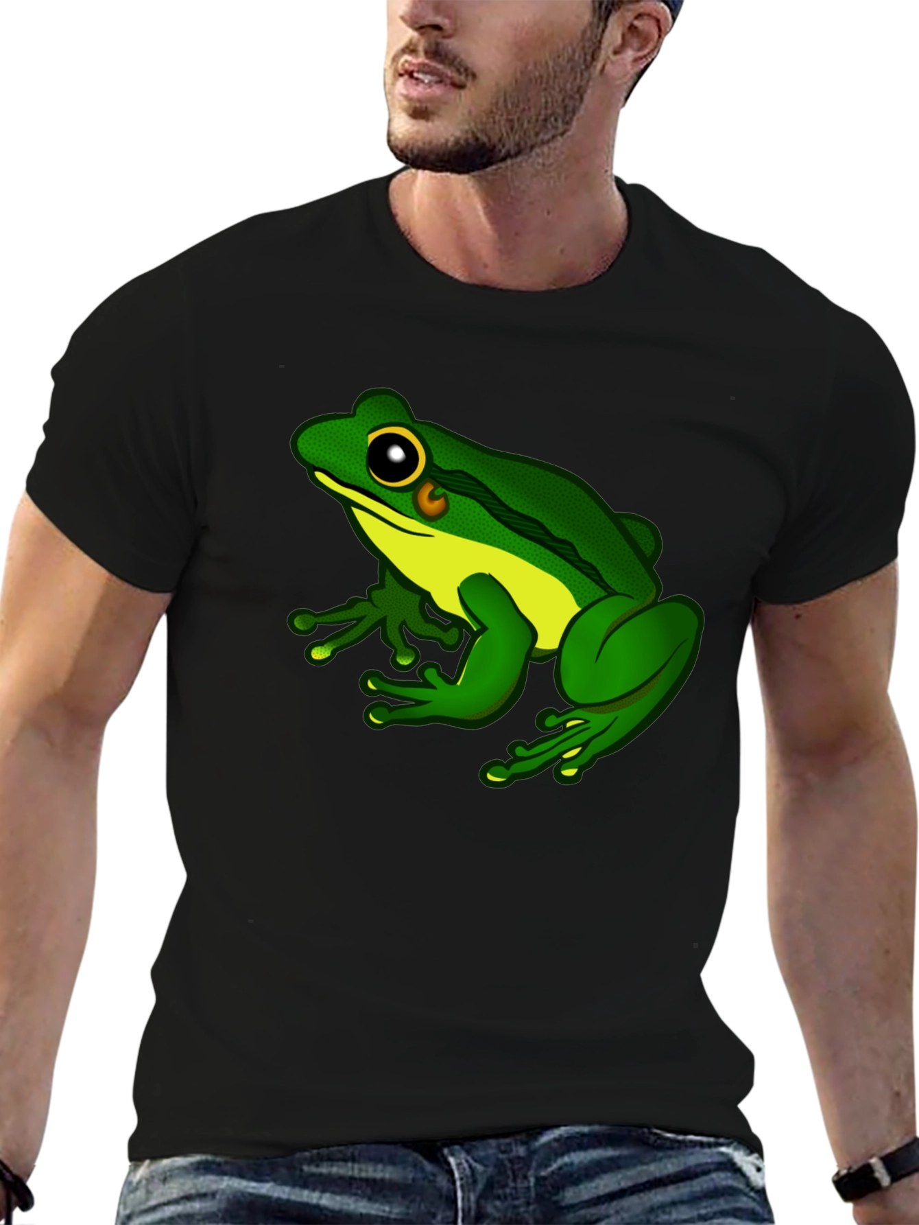 Frog Graphic Black T-Shirt - Ribbiting Style!