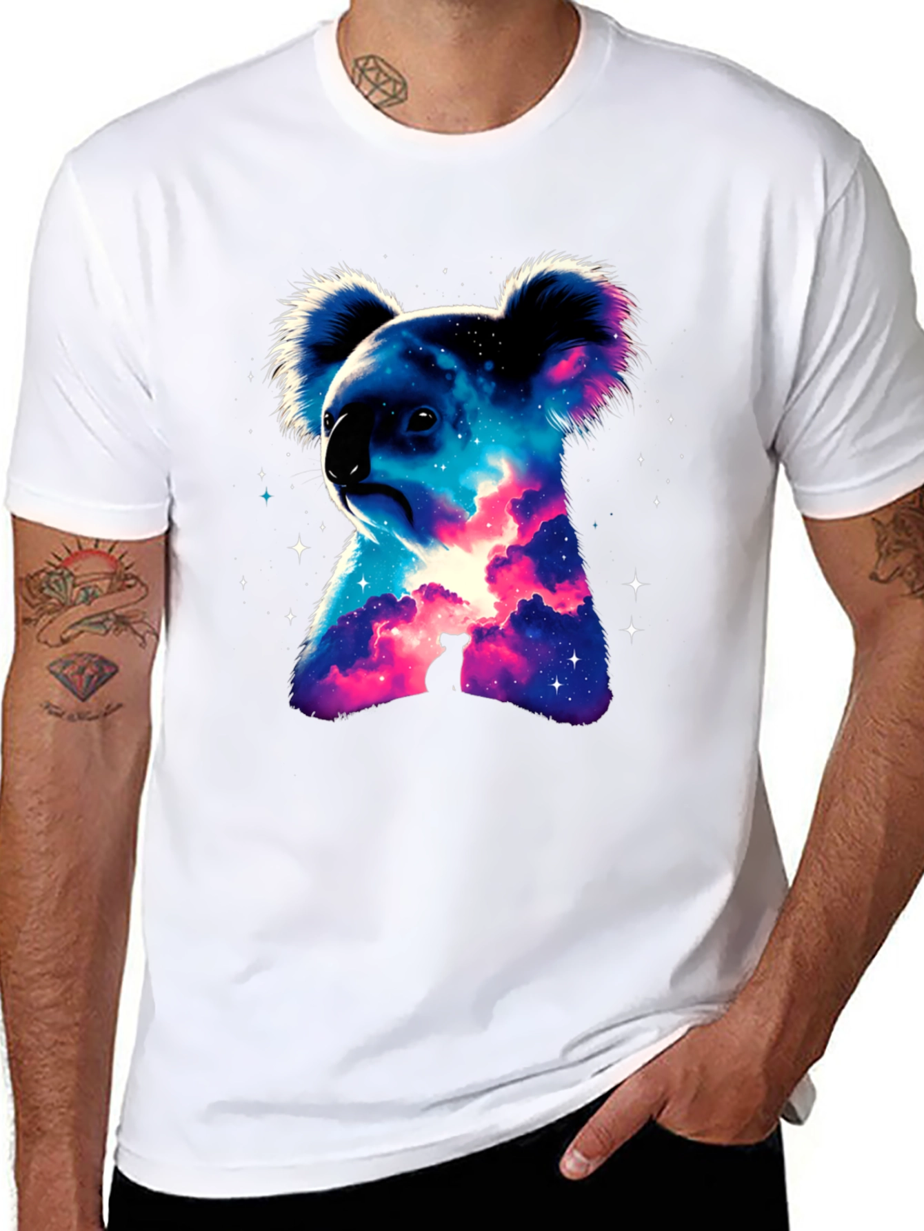 Galaxy Koala Black T-Shirt - Unique Graphic Tee